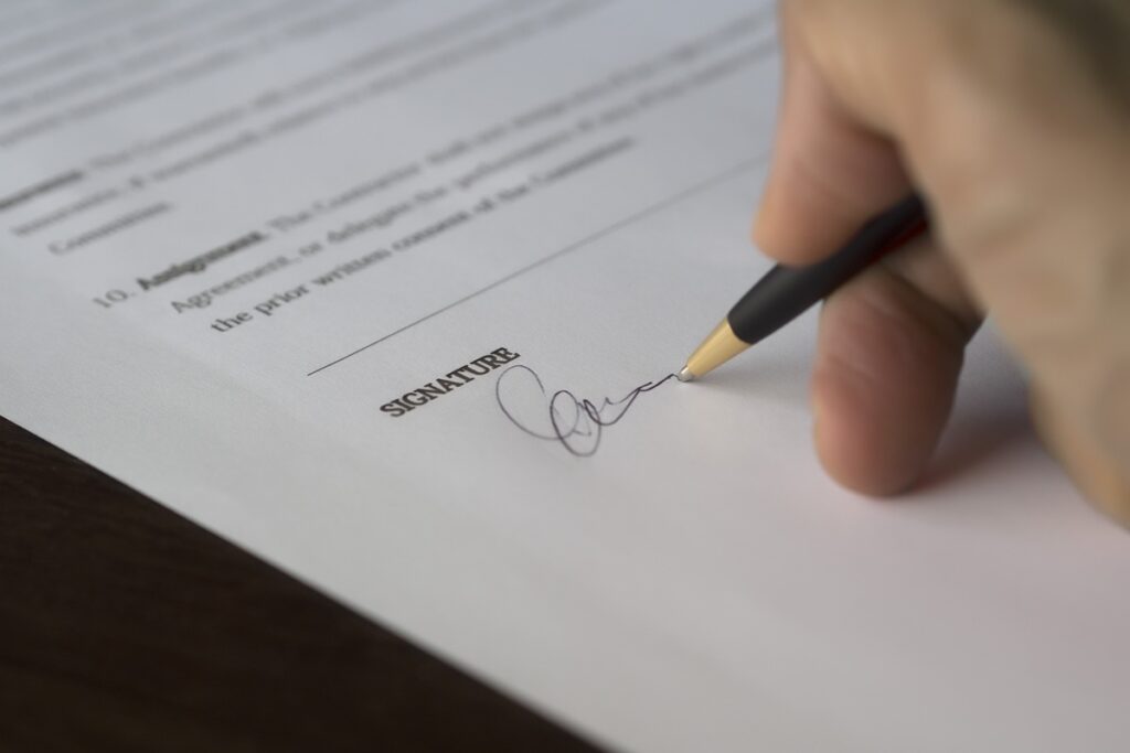 Signing contract